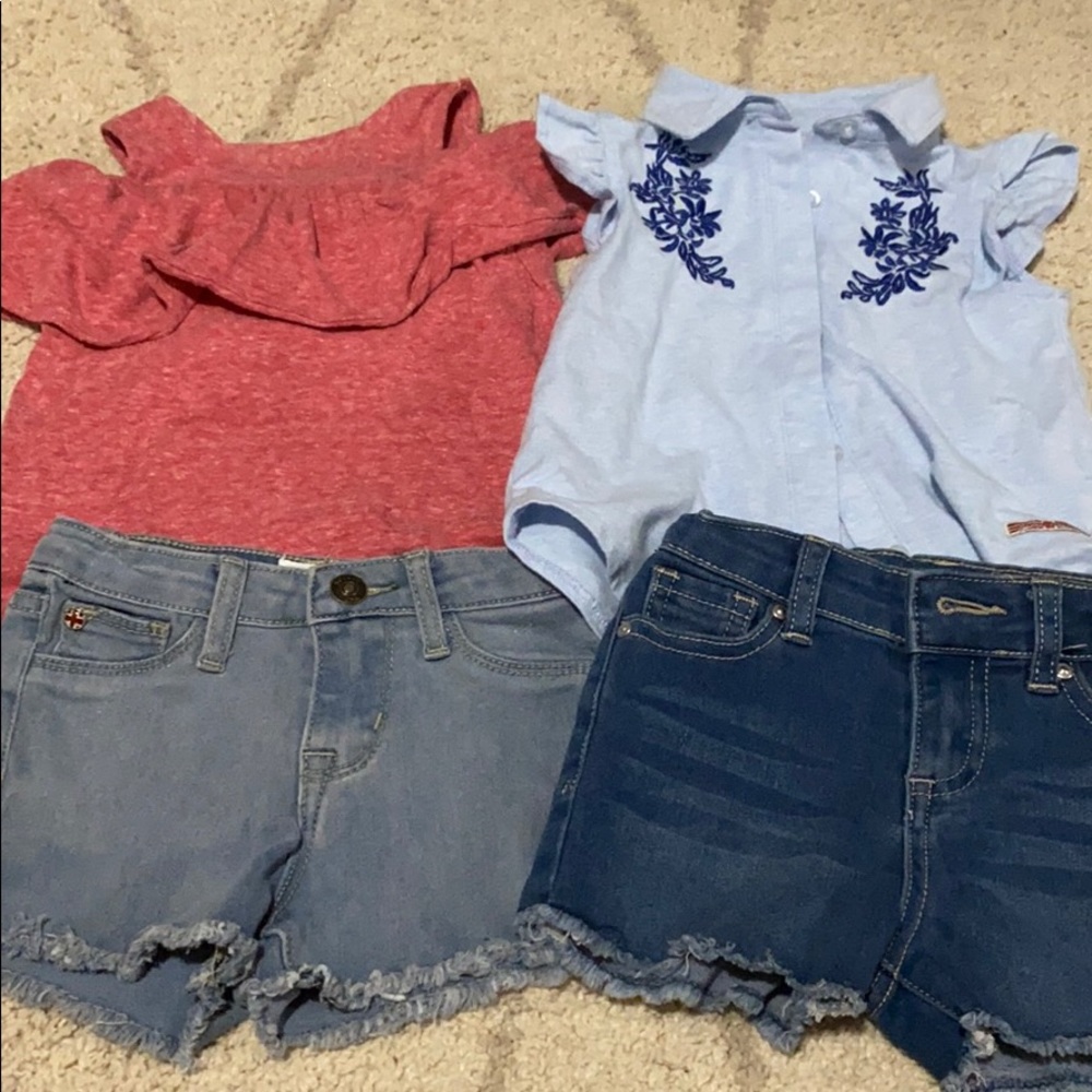 Hudson and AG jean shorts and matching top